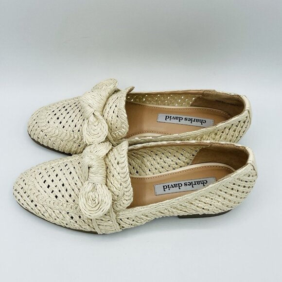 Charles David Shoes Womens 6 M Off White Finite Bow Comfort Flats Heels Loafers - Picture 6 of 11